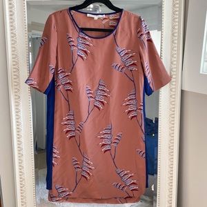 Veronica Beard Paneled Shift Midi Dress Pink Navy